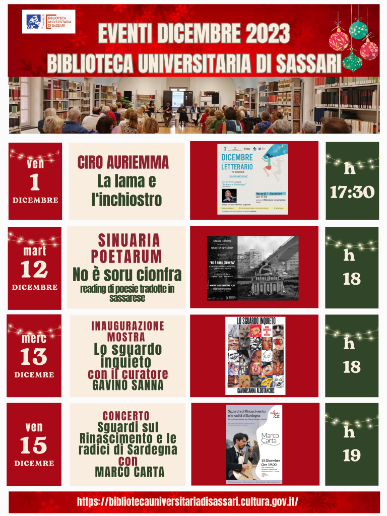 Calendario eventi di Dicembre si inizia con Ciro Auriemma