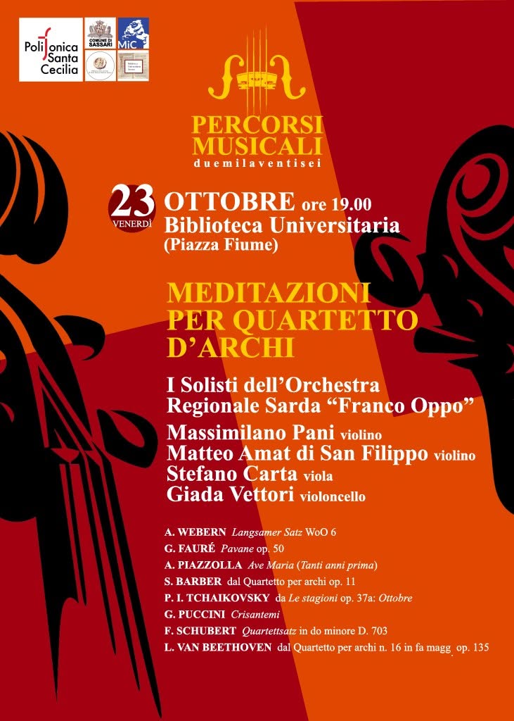 Locandina del concerto per archi della Polifonica Santa Cecilia